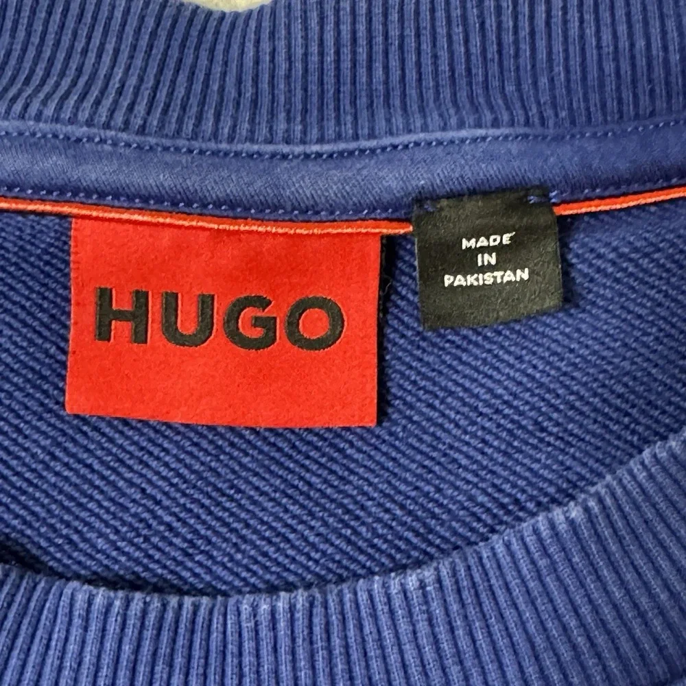 Hugo Boss Sweatshirt Mens XL Blue Logo Sleeve Stripe Sporty Casual Streetwear - Picture 2 of 9